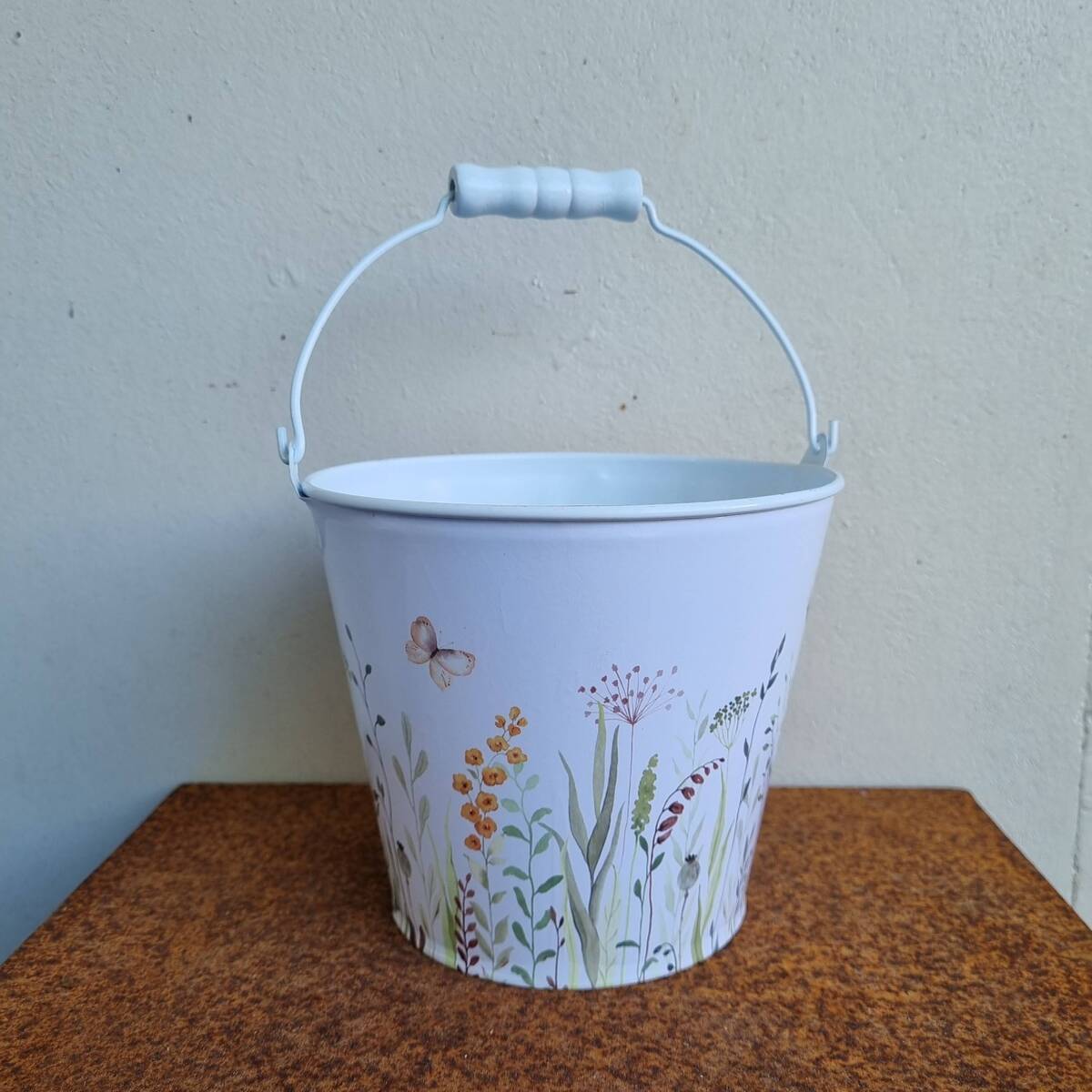 Cache-pot en métal peint, diamètre 16 cm 