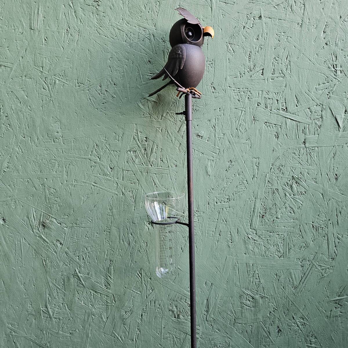 Oiseau sur tige, en métal, avec mesure de la pluie, 100 cm 