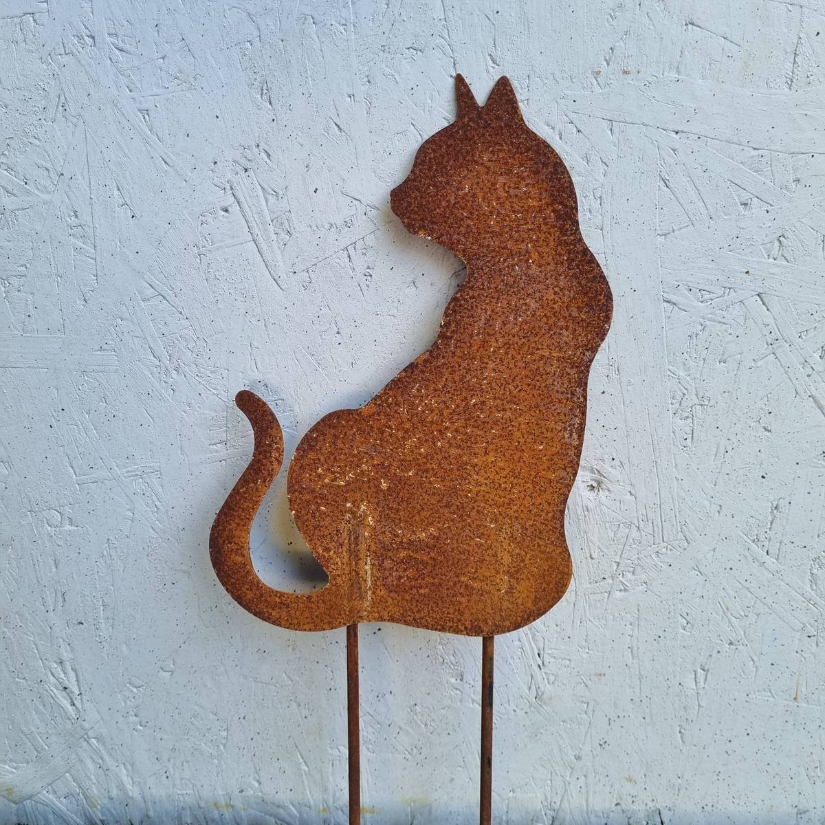 Katze aus Rosteisen, zum stecken, 27 cm 