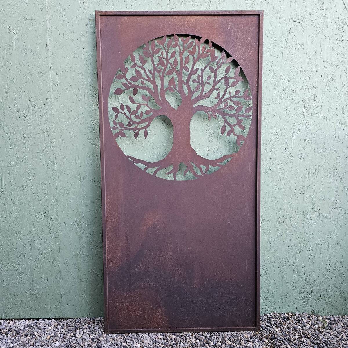 Paravent en fer rouillé, arbre de vie, 200 cm 