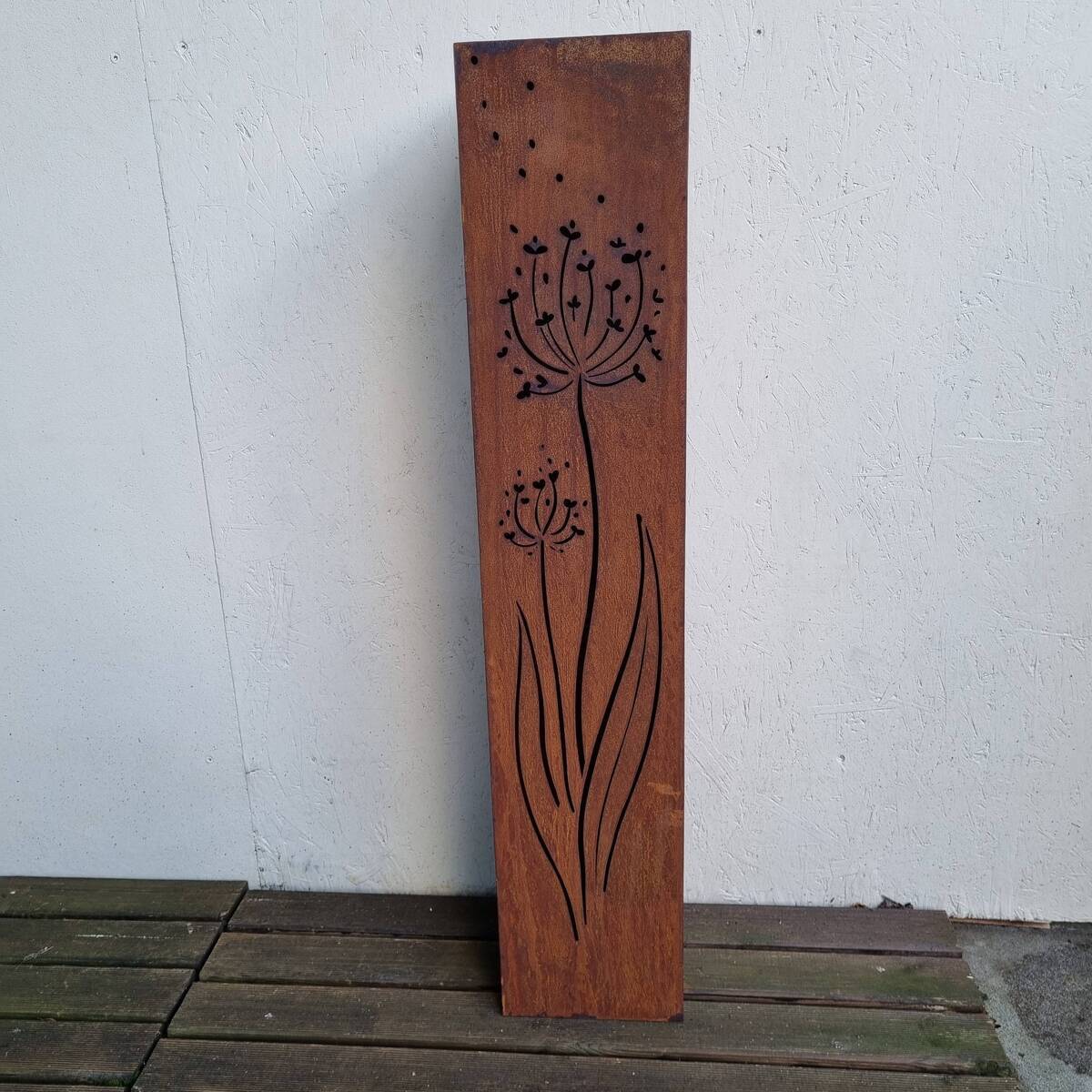 Colonne en fer rouillé, allium, 125 cm 