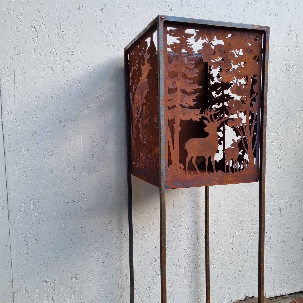 Colonne en fer rouillé, forêt, 100 cm 