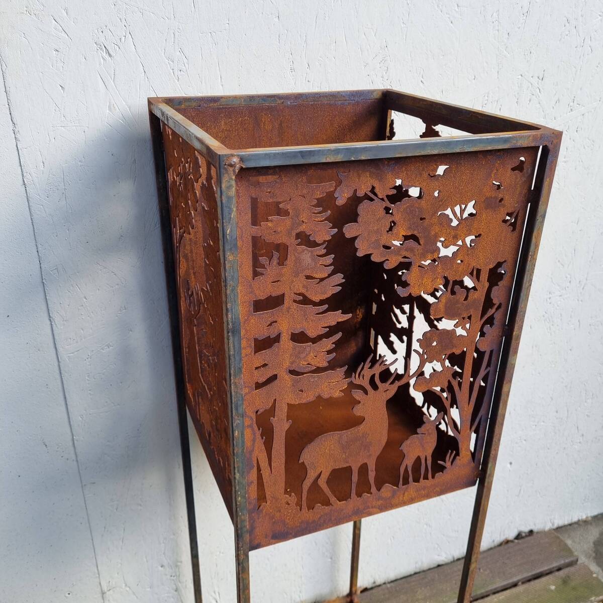 Colonne en fer rouillé, forêt, 125 cm 