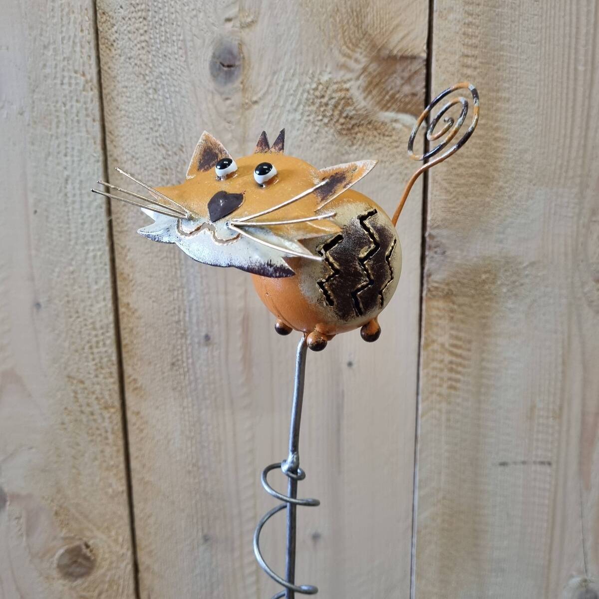 Katze aus Metall, bemalt, zum stecken, 57 cm 