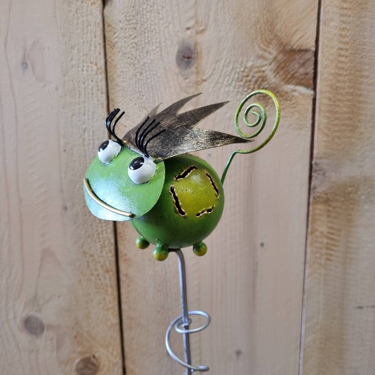 Frosch aus Metall, bemalt, zum stecken, 56 cm 