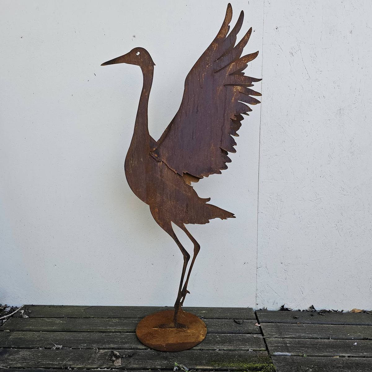 Kranich aus Rosteisen, 112 cm 