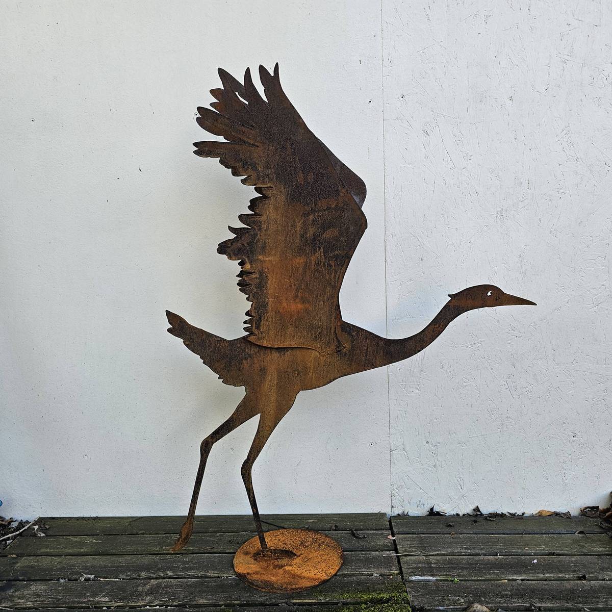 Kranich aus Rosteisen, 112 cm 
