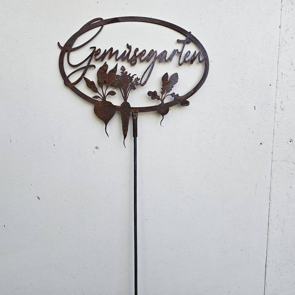 Gemüse Garten Schild aus Rosteisen, zum stecken, 147 cm 