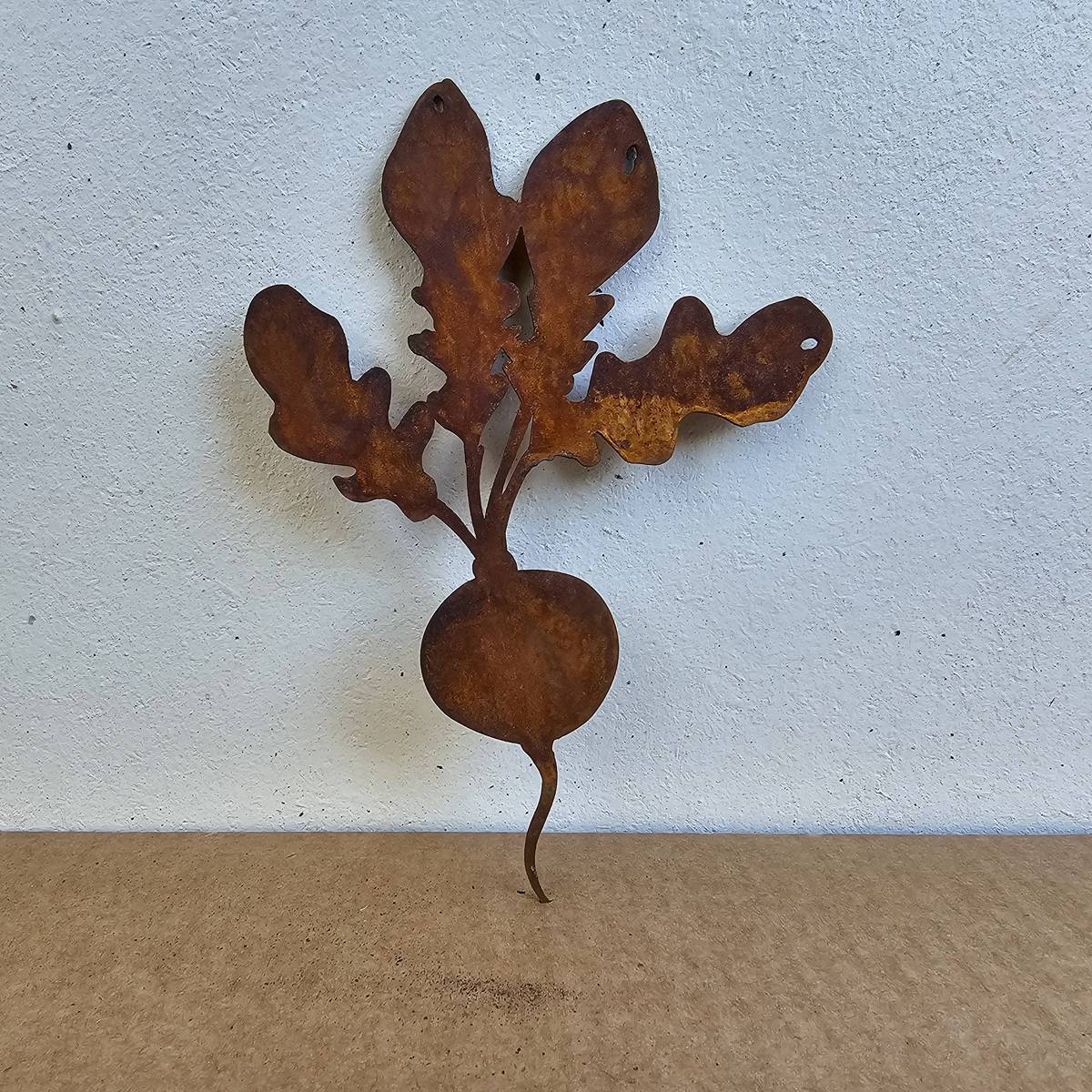 Radis en fer rouillé, à suspendre, 18 cm 