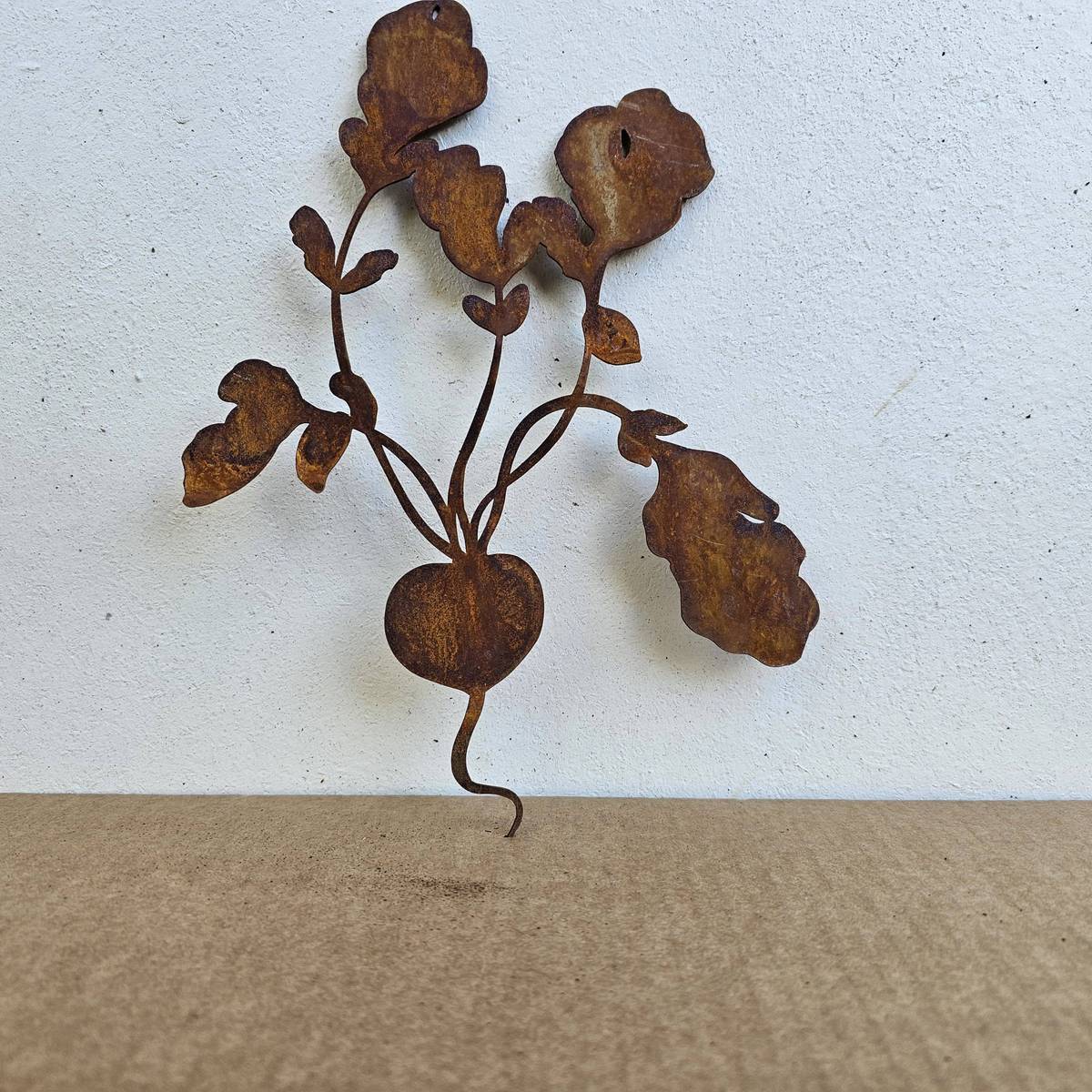 Radis en fer rouillé, à suspendre, 22 cm 