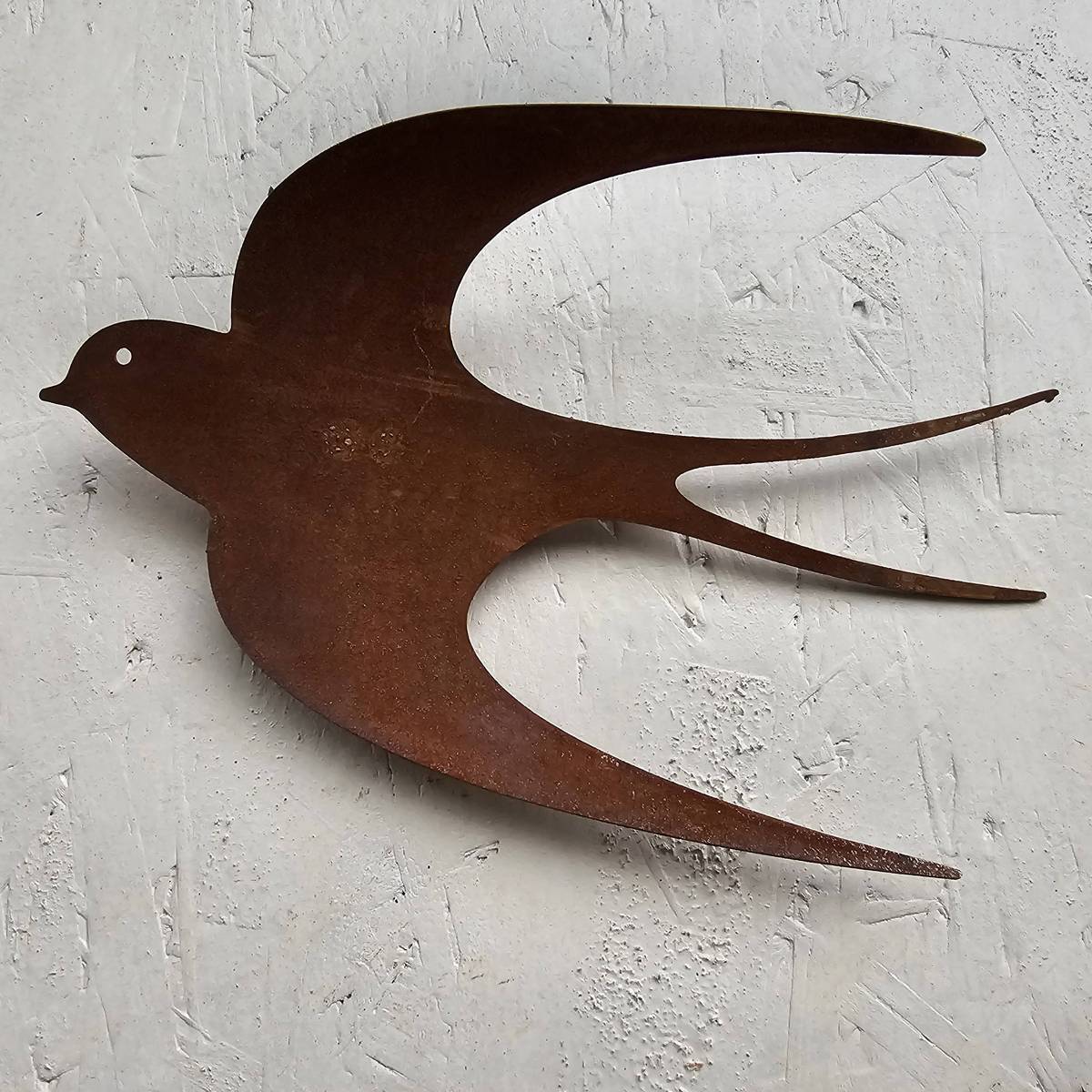 Schwalbe aus Rosteisen, 3D, zum schrauben, 23 cm 
