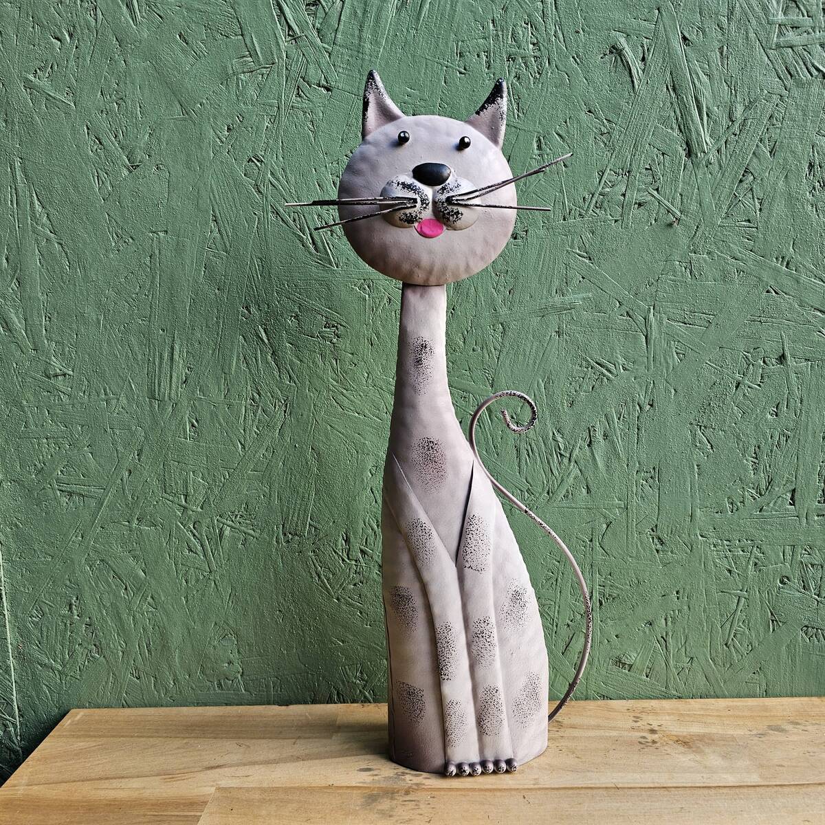 Chat en métal peint, 44 cm 