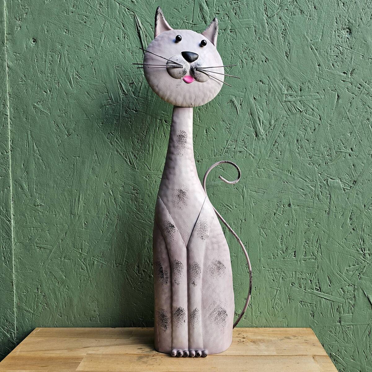 Chat en métal peint, 62 cm 