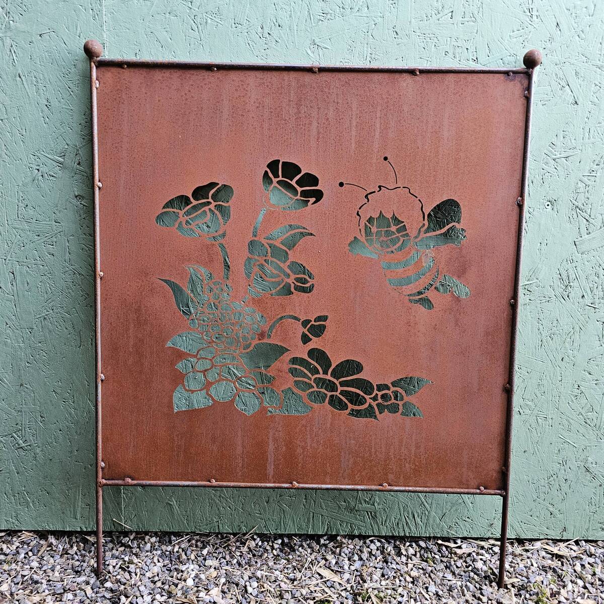 Paravent en fer rouillé, abeille, 61 cm 