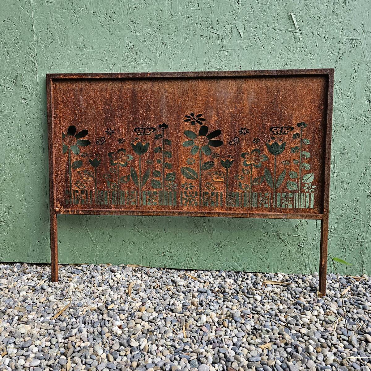 Paravent en fer rouillé, fleurs, 50 cm 