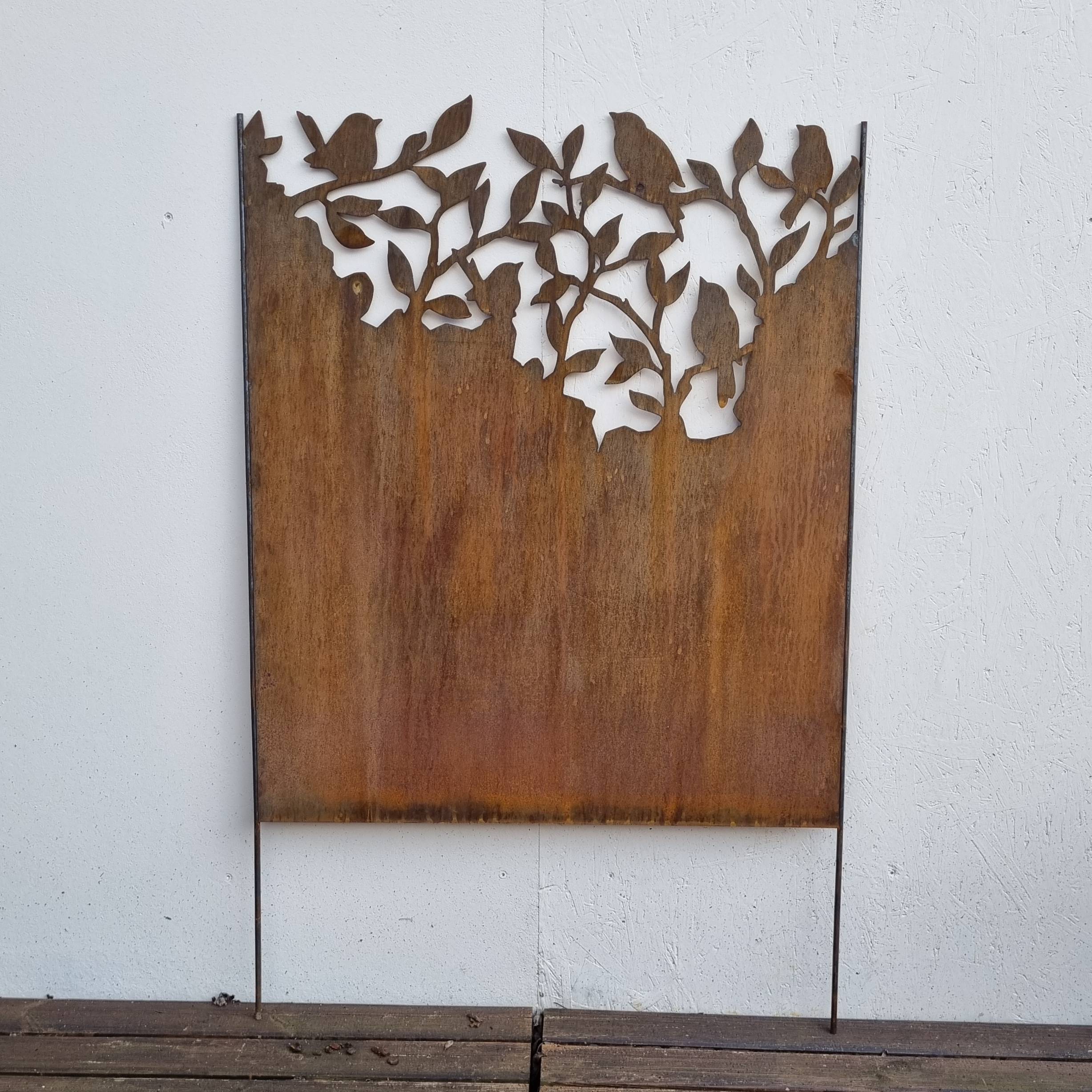 Déco Jardin 5 Oiseaux En Fer Rouillé - Décoration Extérieure - Pour Clôture, Pot De Fleurs, Terrasse